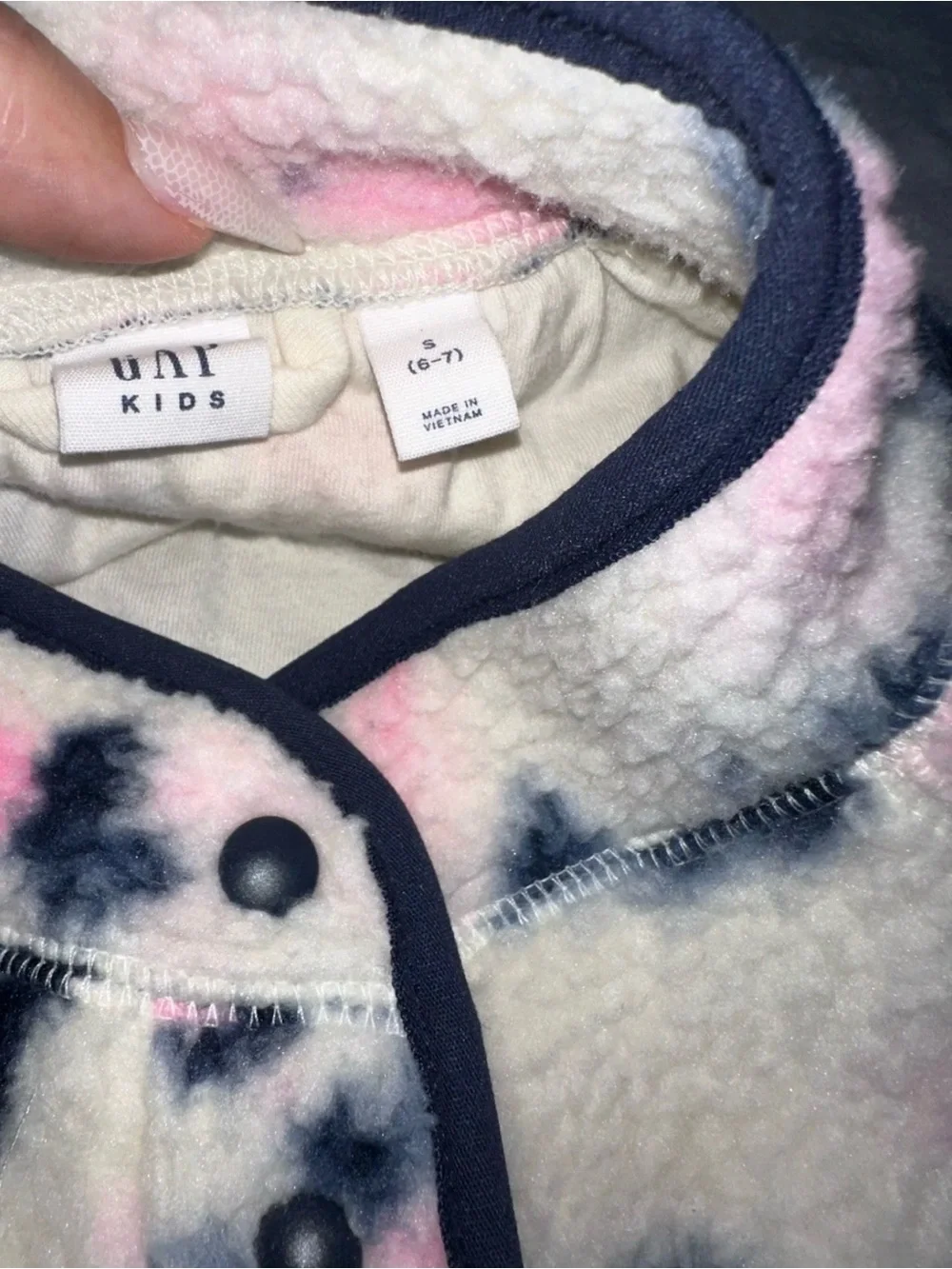 Gap Kids Girls White Pink Blue Fleece Sherpa Bomber Fall Jacket 5/6 Small